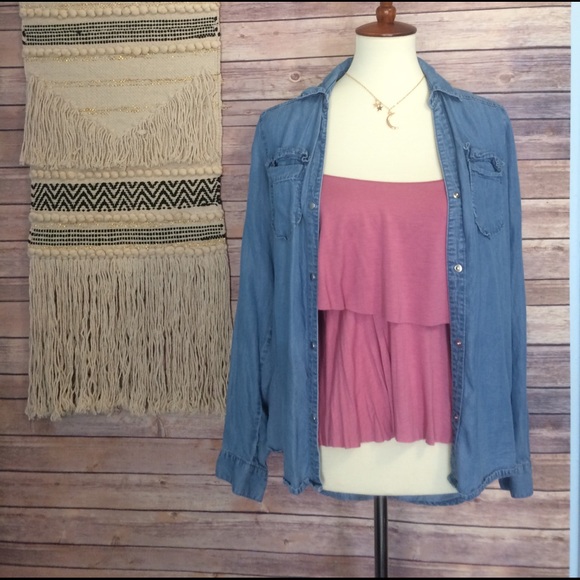 S, L pink layered soft ruffle tank open back - Picture 7 of 7