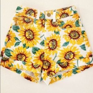 American Apparel High Waisted Sunflower Shorts