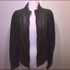 Michael Kors olive Leather jacket size L