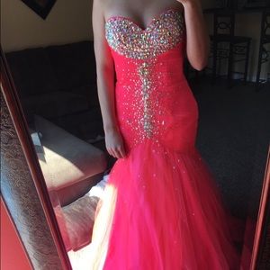 Hot pink sequenced mermaid prom/formal dress