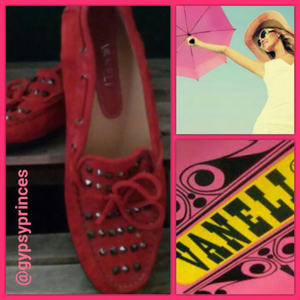 Vaneli Red Studded Loafers