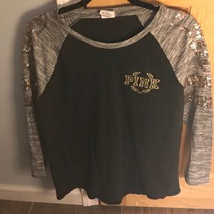 Baseball style black PINK top