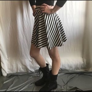 Black and White Striped High Wasted Skirt!