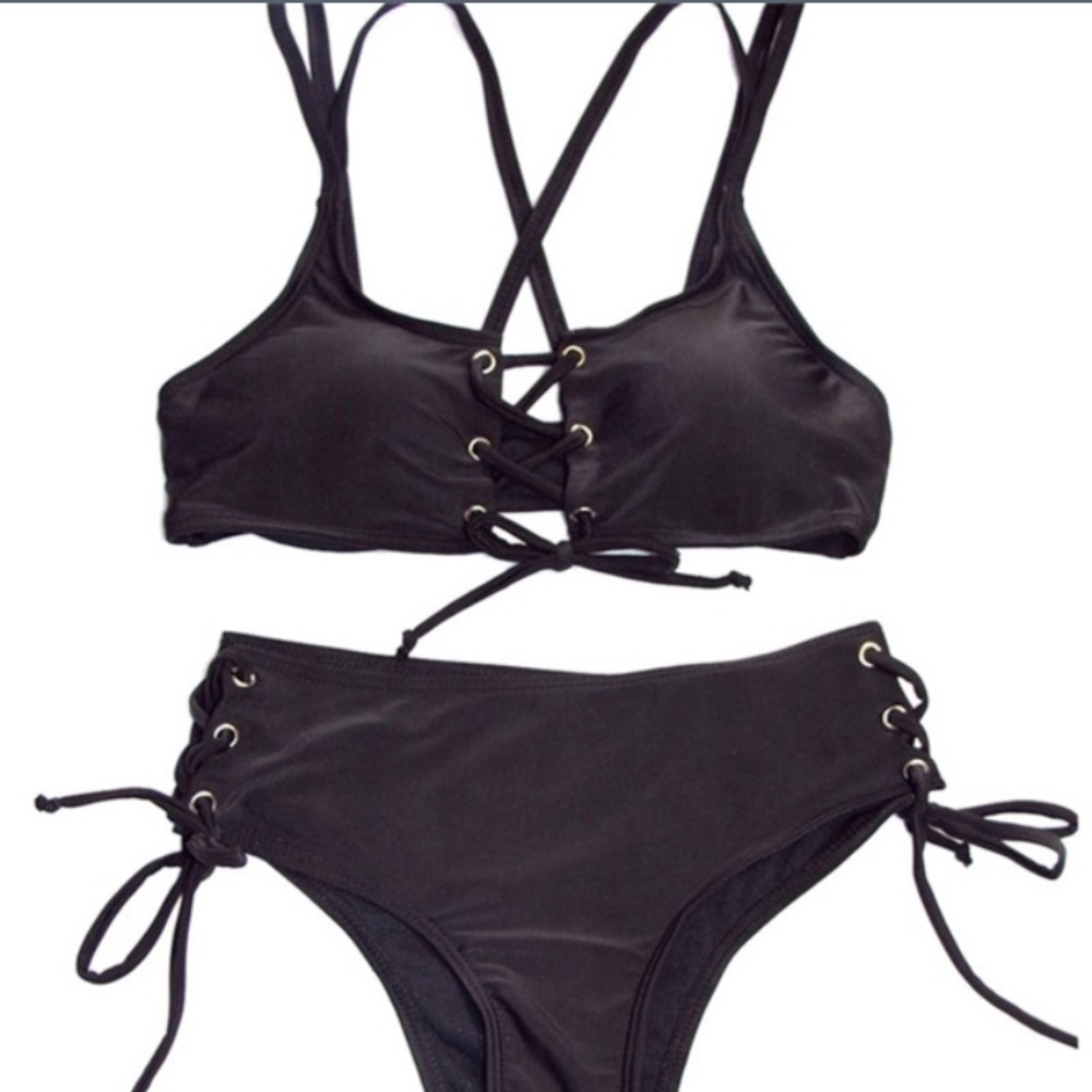 Lace-Up Crisscross Push up Padded Bikini set