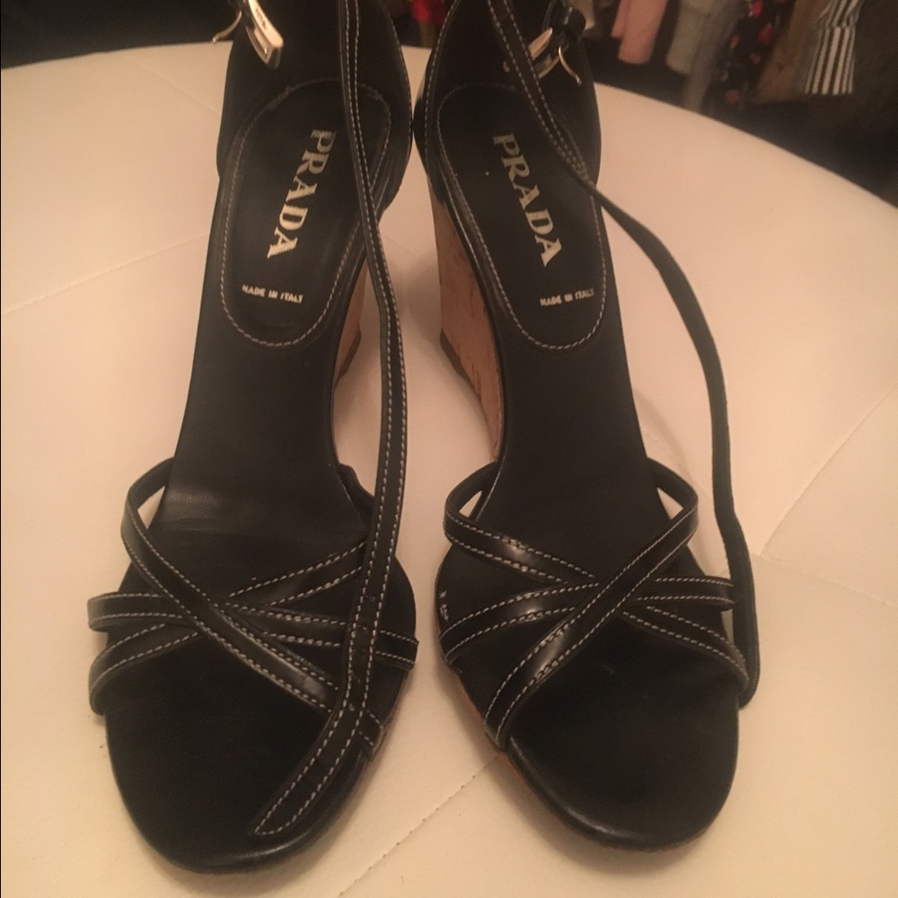 Prada black wedges