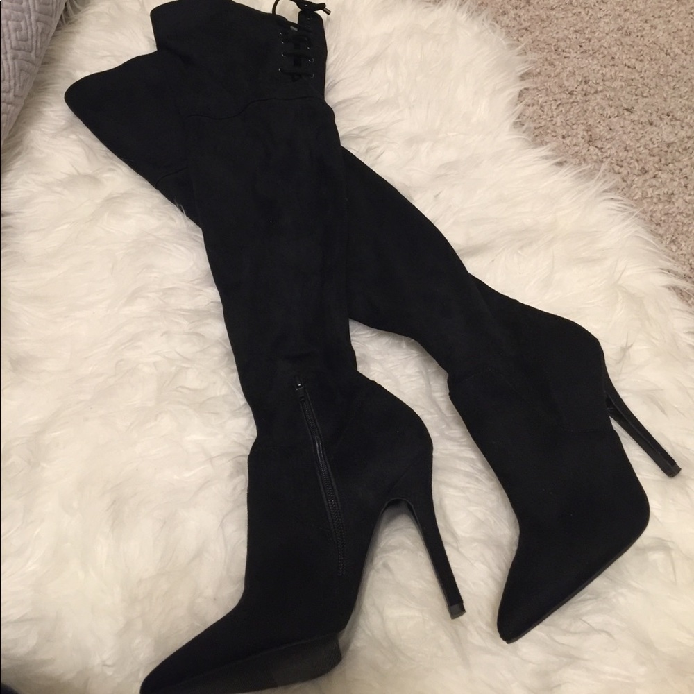Black Over knees heeled boots