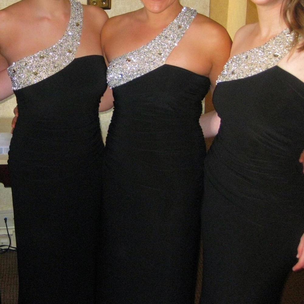Black one shoulder evening gown