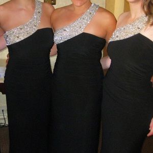 Black one shoulder evening gown
