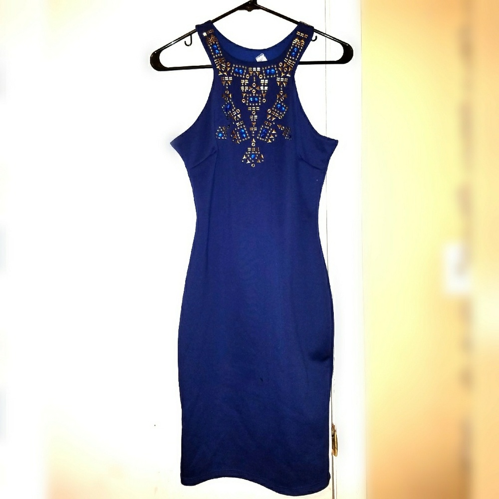 Blue dress with jewel accents
