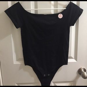 Black Boat Neck Bodysuit