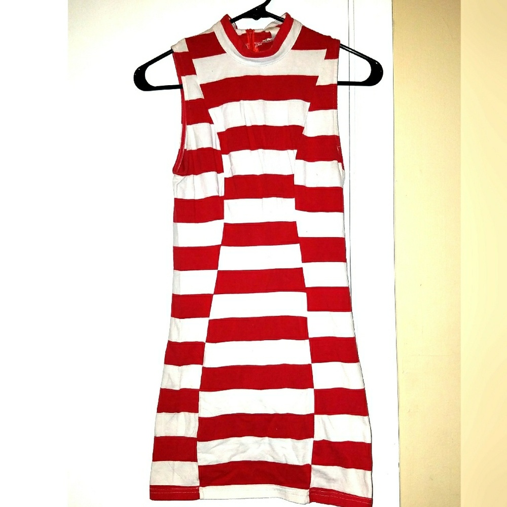 Red & White striped dress