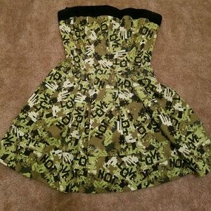 F21 Digital camo strapless dress