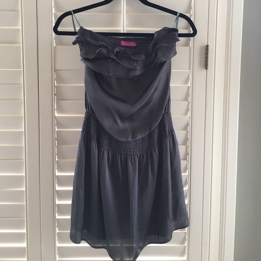 Dark grey strapless dress