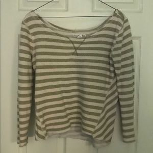 Green and white striped crop sweater