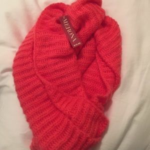 Bright coral infinity scarf