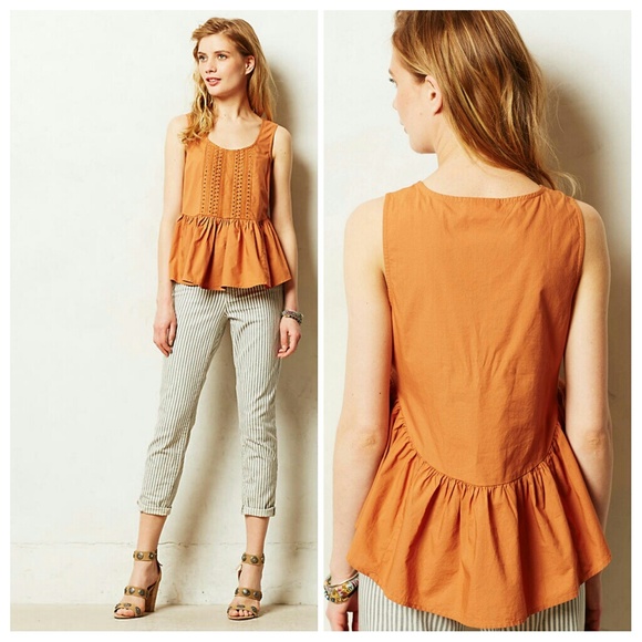 Anthropologie Tops - Anthropologie Ruffled Poplin Tank

Sz 14 Orange