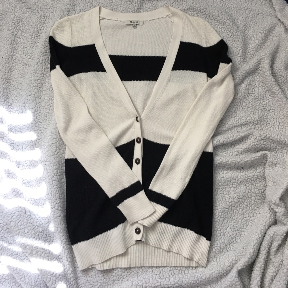 SOLD Madewell cotton color block stripe cardigan - Picture 1 of 2