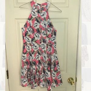 Pink floral halter dress