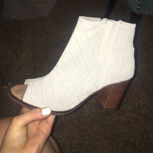 New toms open toe booties... about 2 inches tall