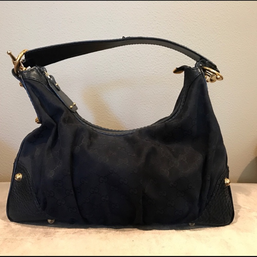 Gucci Gg canvas and leather hobo tote
