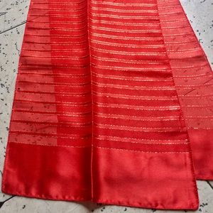 Vintage Red Metallic Stripe Scarf Handkerchief