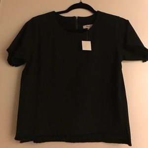 Black Madewell top with fringe