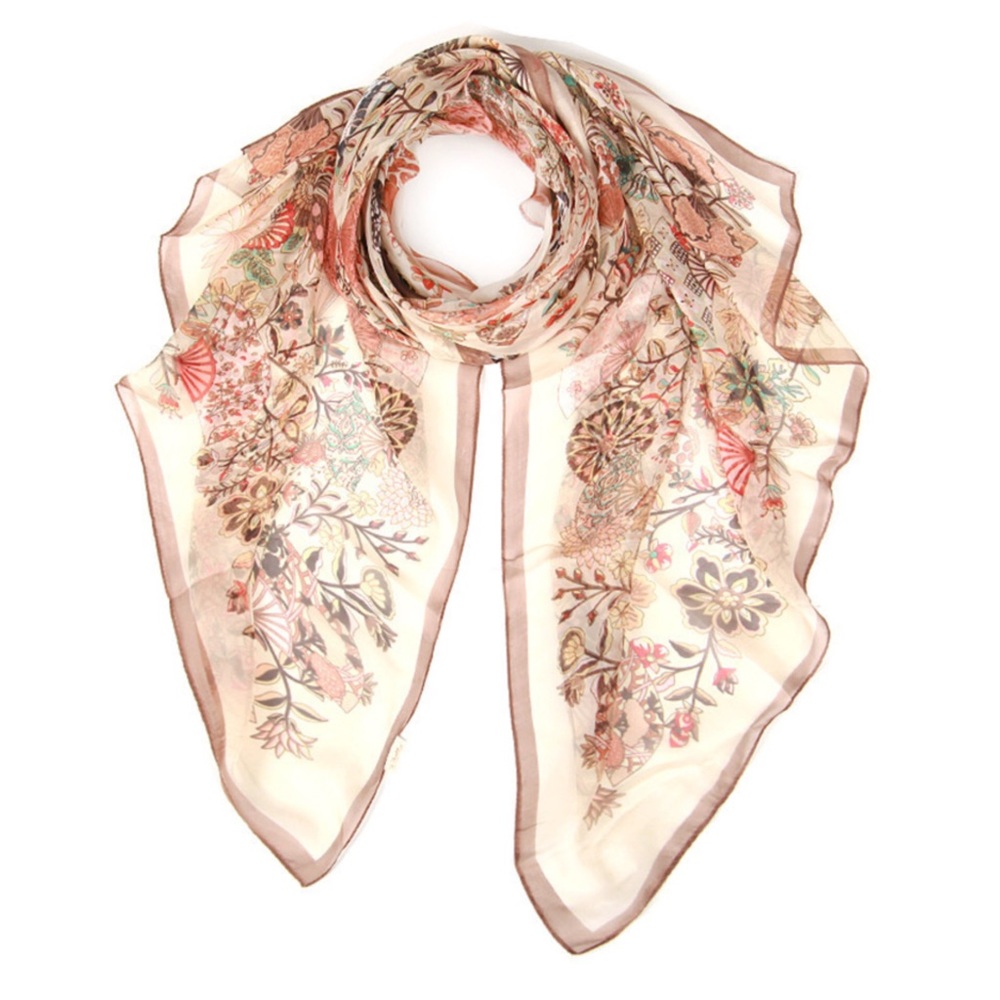 Brown Fanfair Print ( Floral ) Spring Summer Scarf
