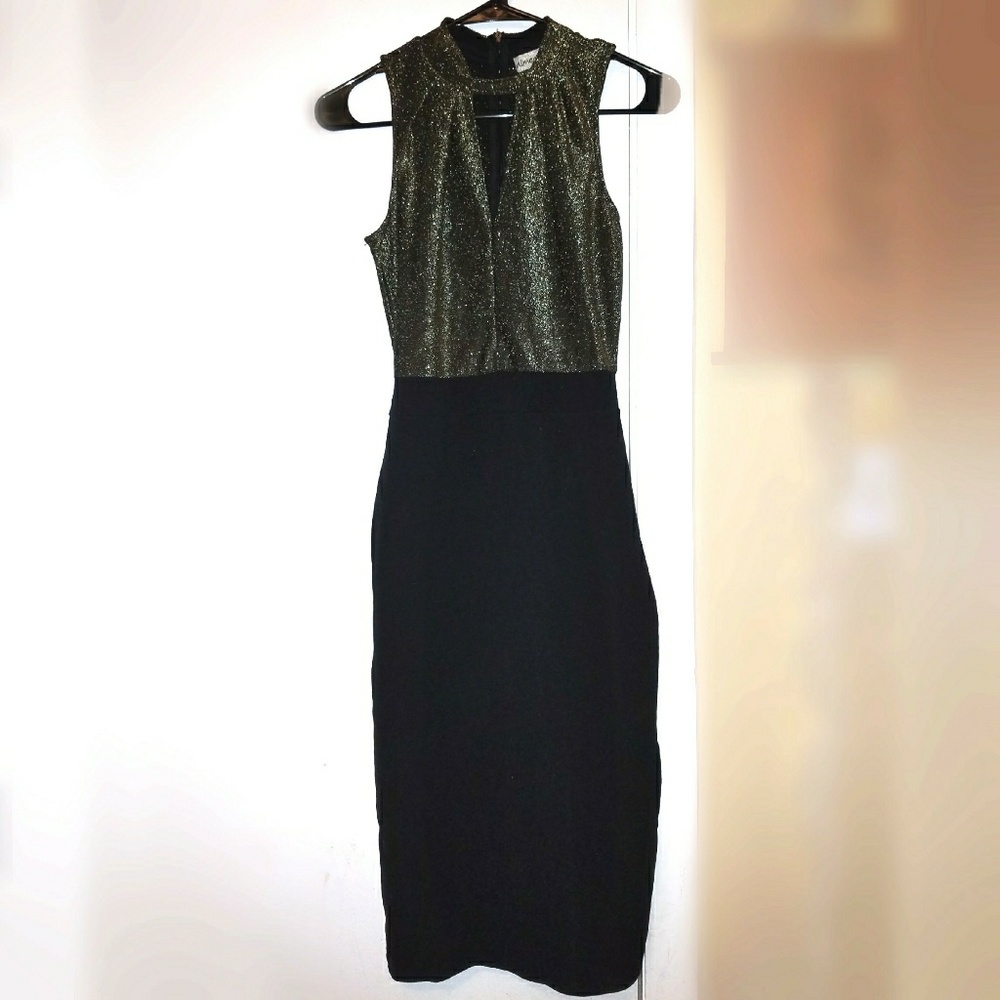 Gold shimmer midi dress