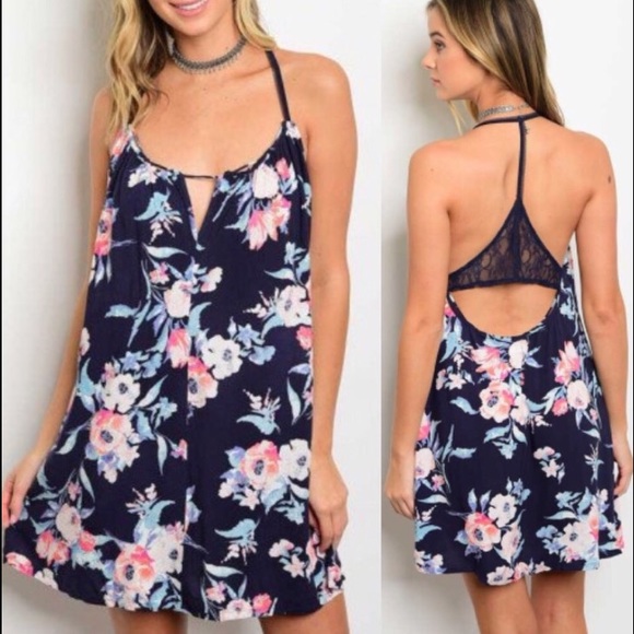 NWT Navy Blue Floral Dress 🌷🌼 - Picture 1 of 2