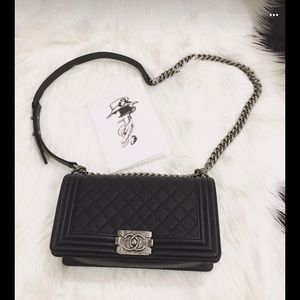 Chanel Black Silver Le Boy 9.75L , 6H , 2.75W