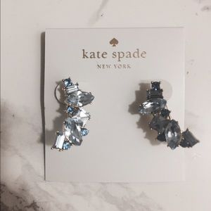 Blue crystal crawler earrings