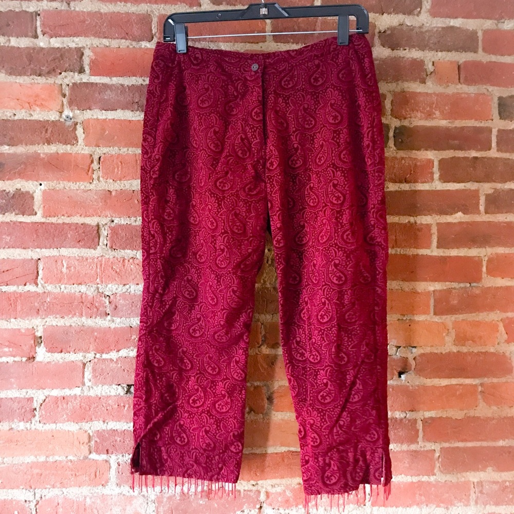 Velvety Paisley-Print Cropped Pants - NEW!
