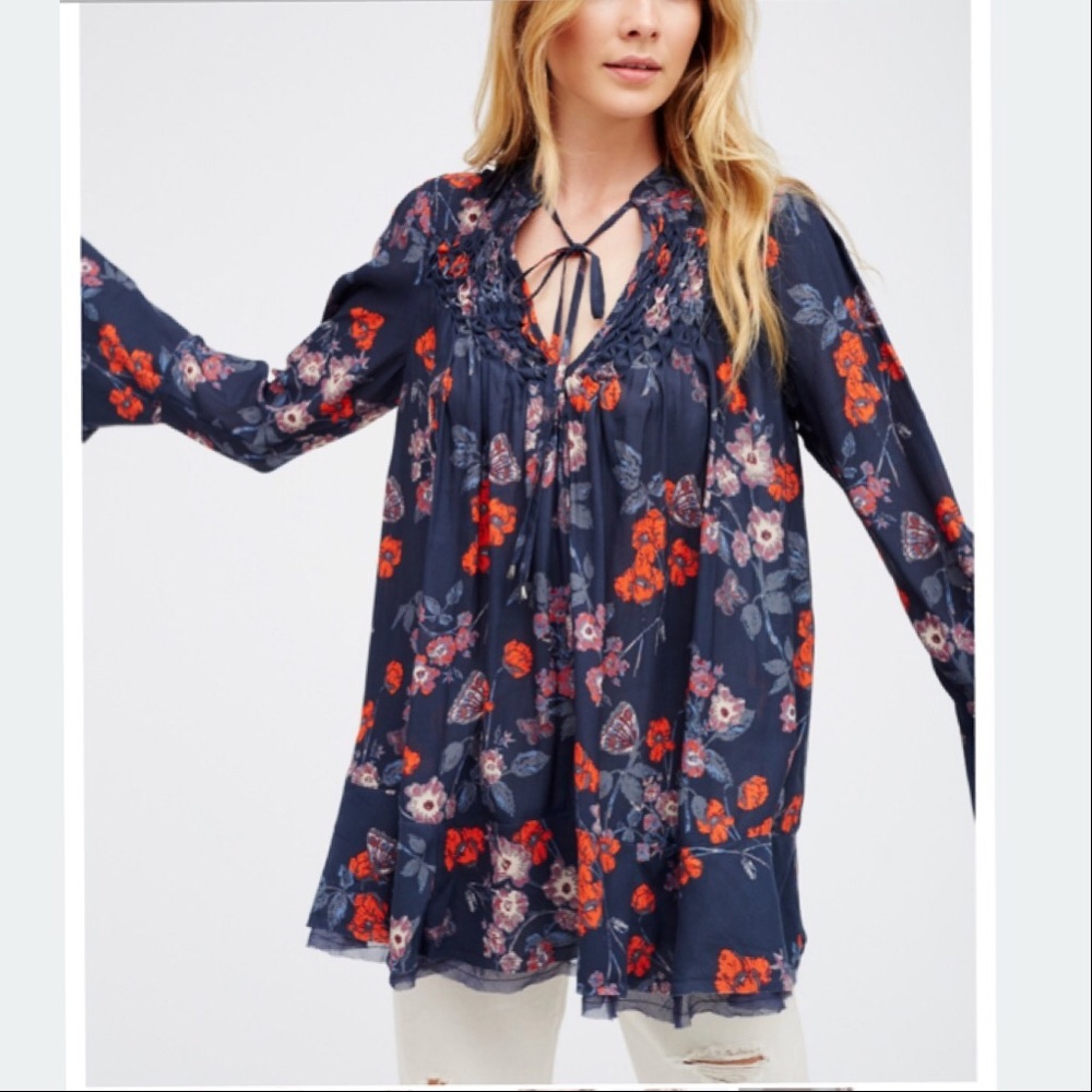 FREE PEOPLE So Fine Printed Smocked Top