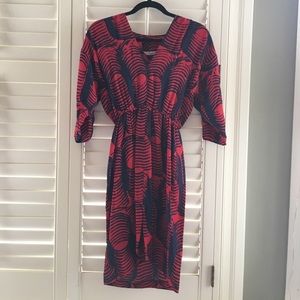 Tucker Red and navy silk dress