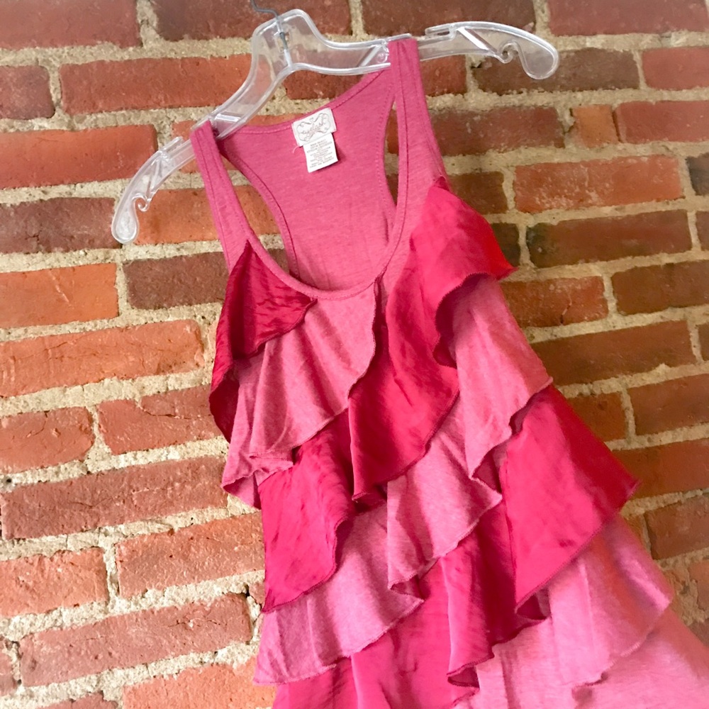 Rosy Fitted Ruffle Tank