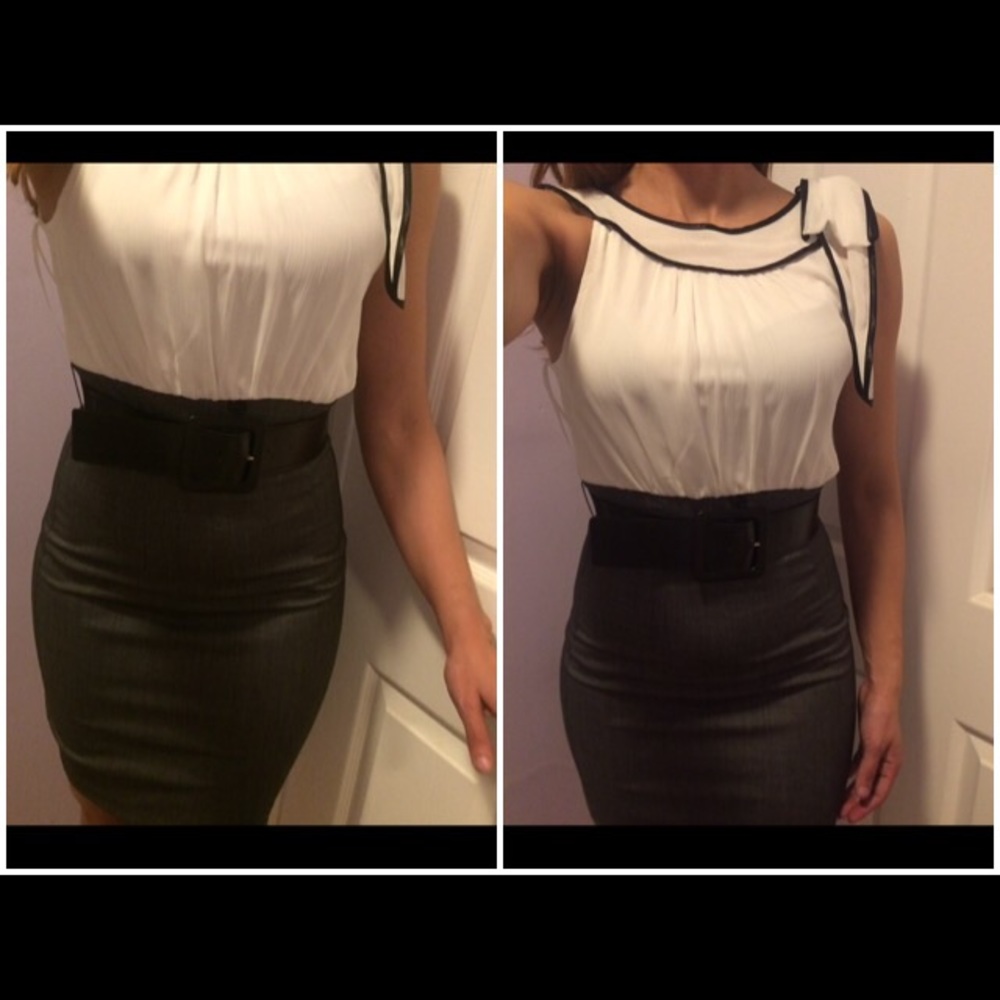 Cream and gray dress