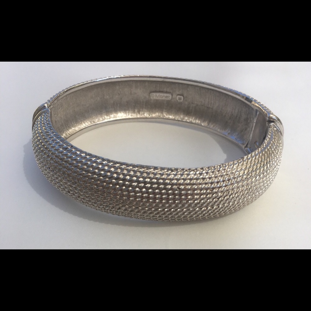 Vintage Monet Silver Oval Hinged Bangle