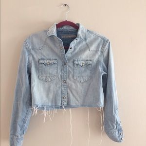 All Saints Denim Cropped Button Up size 0