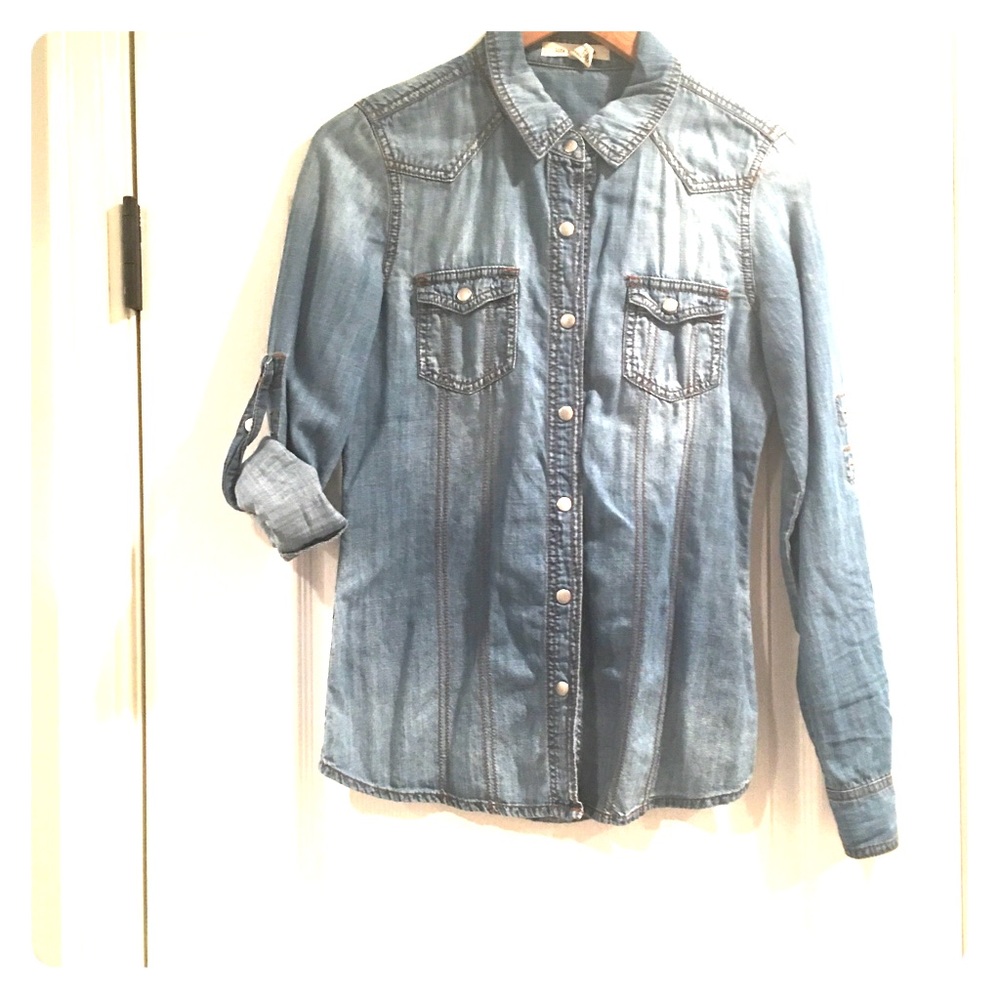 Denim long sleeve button up shirt