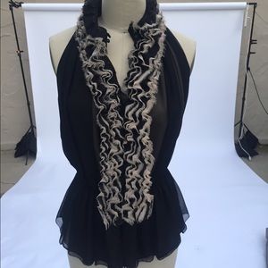 Robert Rodriguez Ruffle Chiffon Lace Layered Top