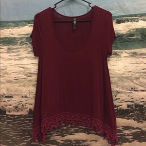 Burgundy Basic Scoop Neck Tee