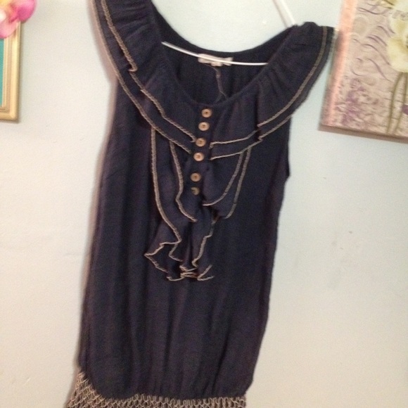 Dark blue sleeveless top - Picture 1 of 3