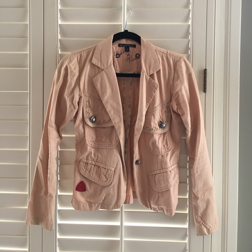 Peach denim blazer
