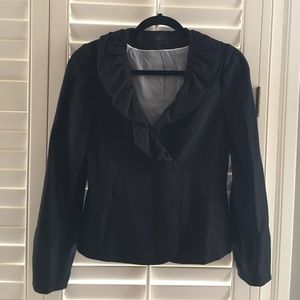 Frilled black blazer