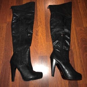 Guess size 7 over-the-knee faux leather boots