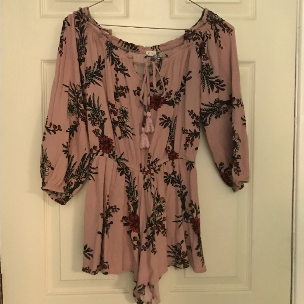 Dark pink floral romper