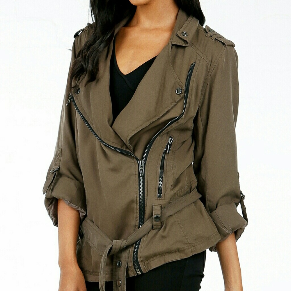 💕NWT BLANKNYC MOTORCYCLE ZIPPER JACKET - OLIVE😍 - Picture 3 of 4