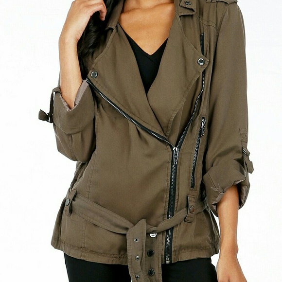 💕NWT BLANKNYC MOTORCYCLE ZIPPER JACKET - OLIVE😍 - Picture 2 of 4