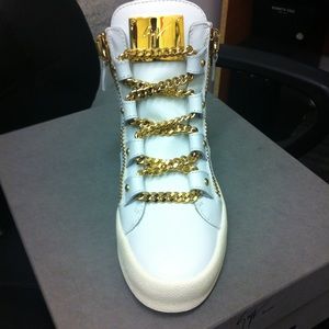 GIUSEPPE ZANOTTI  SNEAKERS WITH GOLD CHAIN LACES