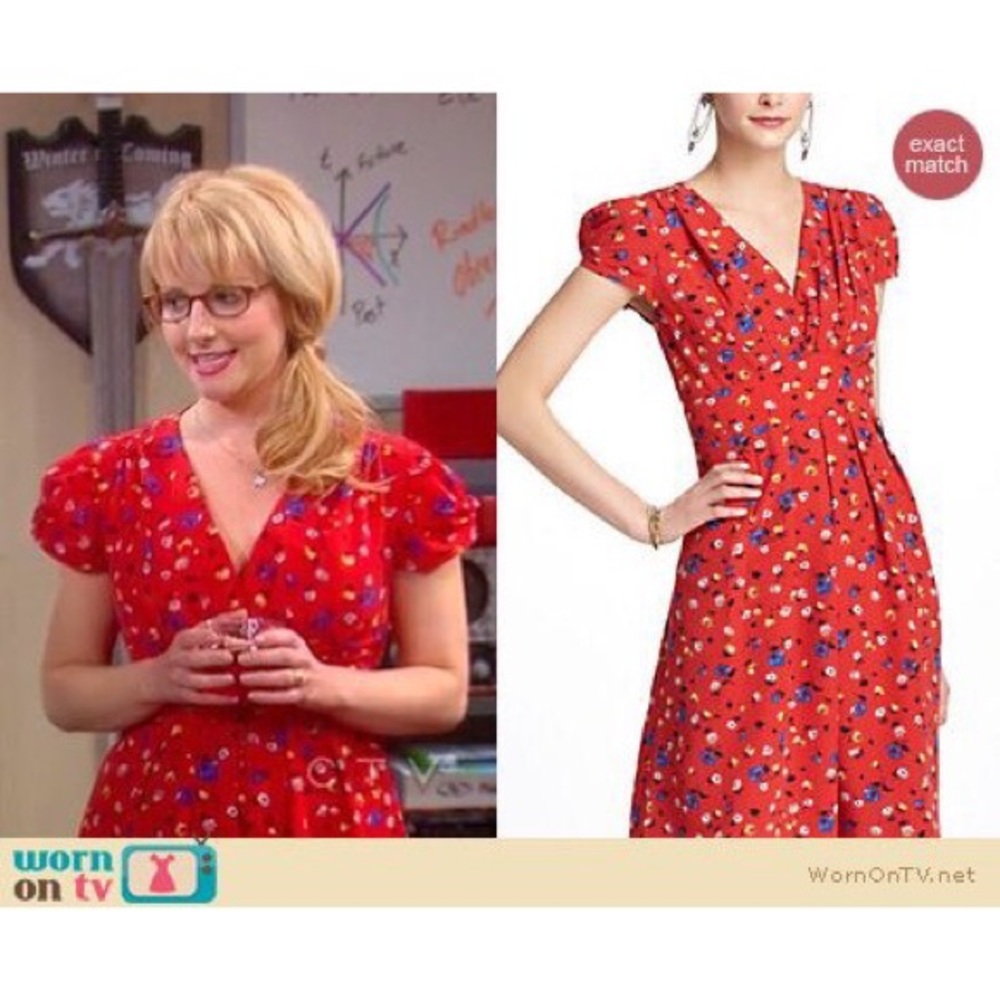 Retro Red Floral Anthropologie Basque Dress